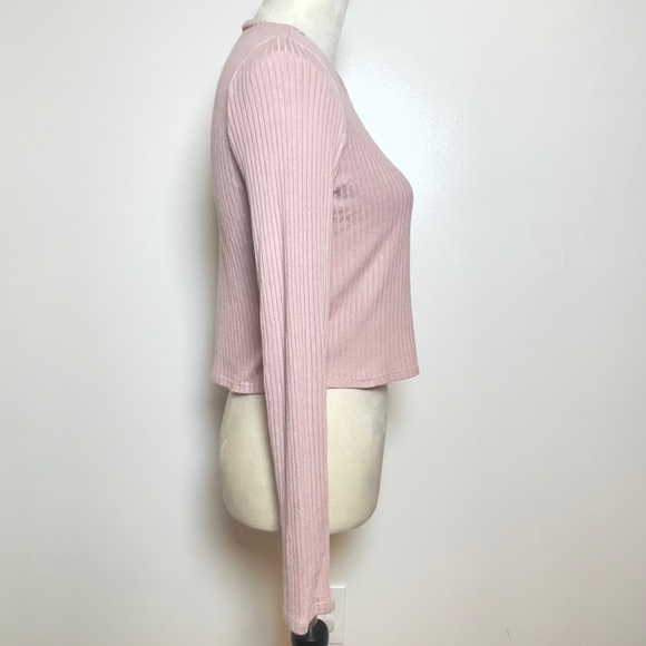Reformation Jeans Ribbed Knit Long Sleeve Top in Dusty Pink Size Small - Picture 2 of 11